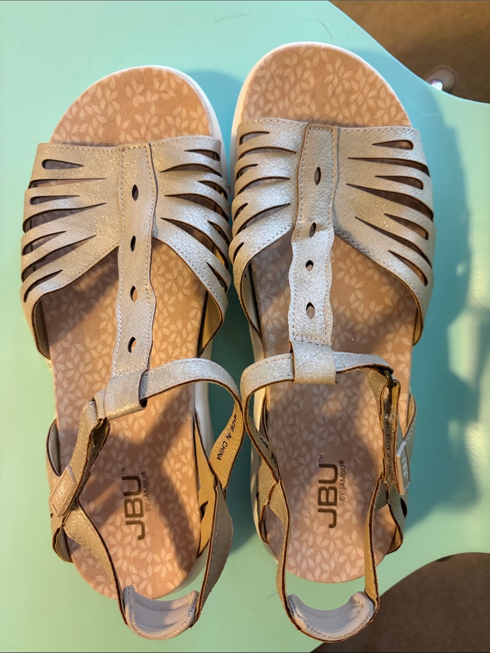 JBU by Jambu Women's Metallic Gold-Tone Strappy Comfort Sandals